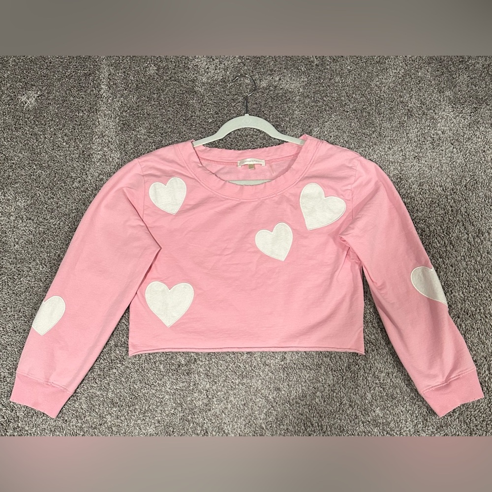 LoveShackFancy Pink Heart Sweatshirt